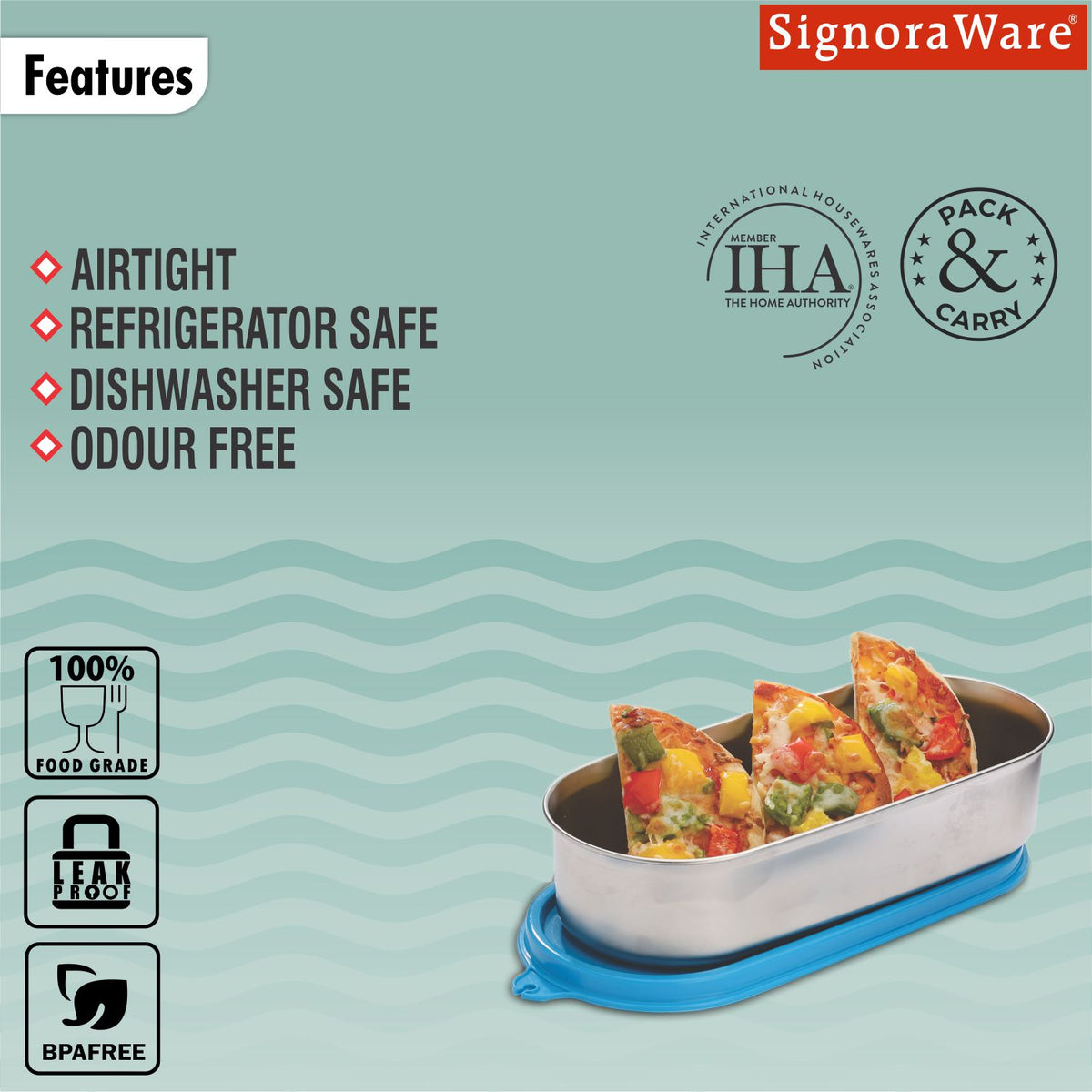 Flat Container Oval Steel 650 ml
