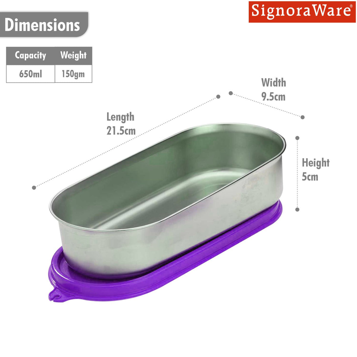 Flat Container Oval Steel 650 ml