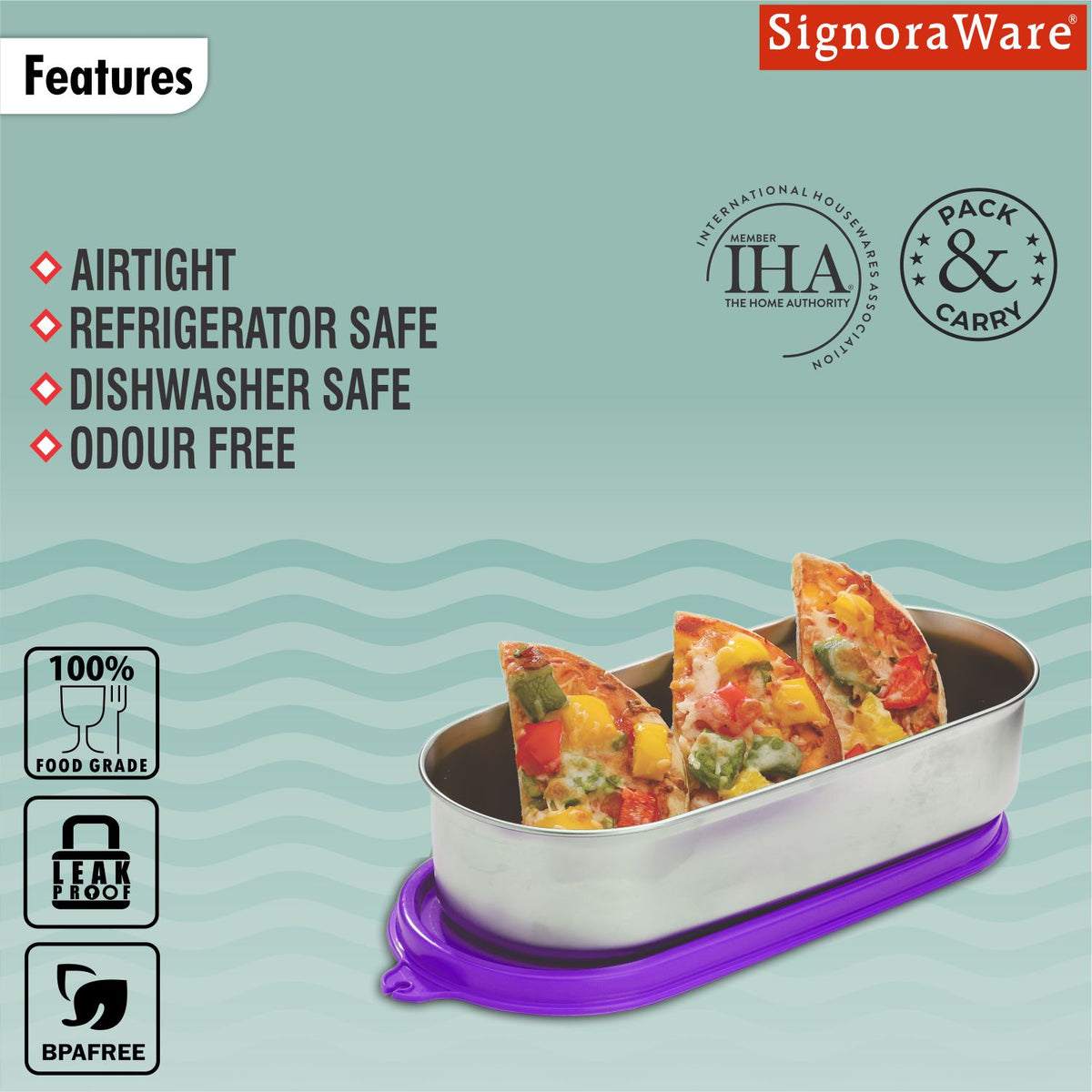 Flat Container Oval Steel 650 ml