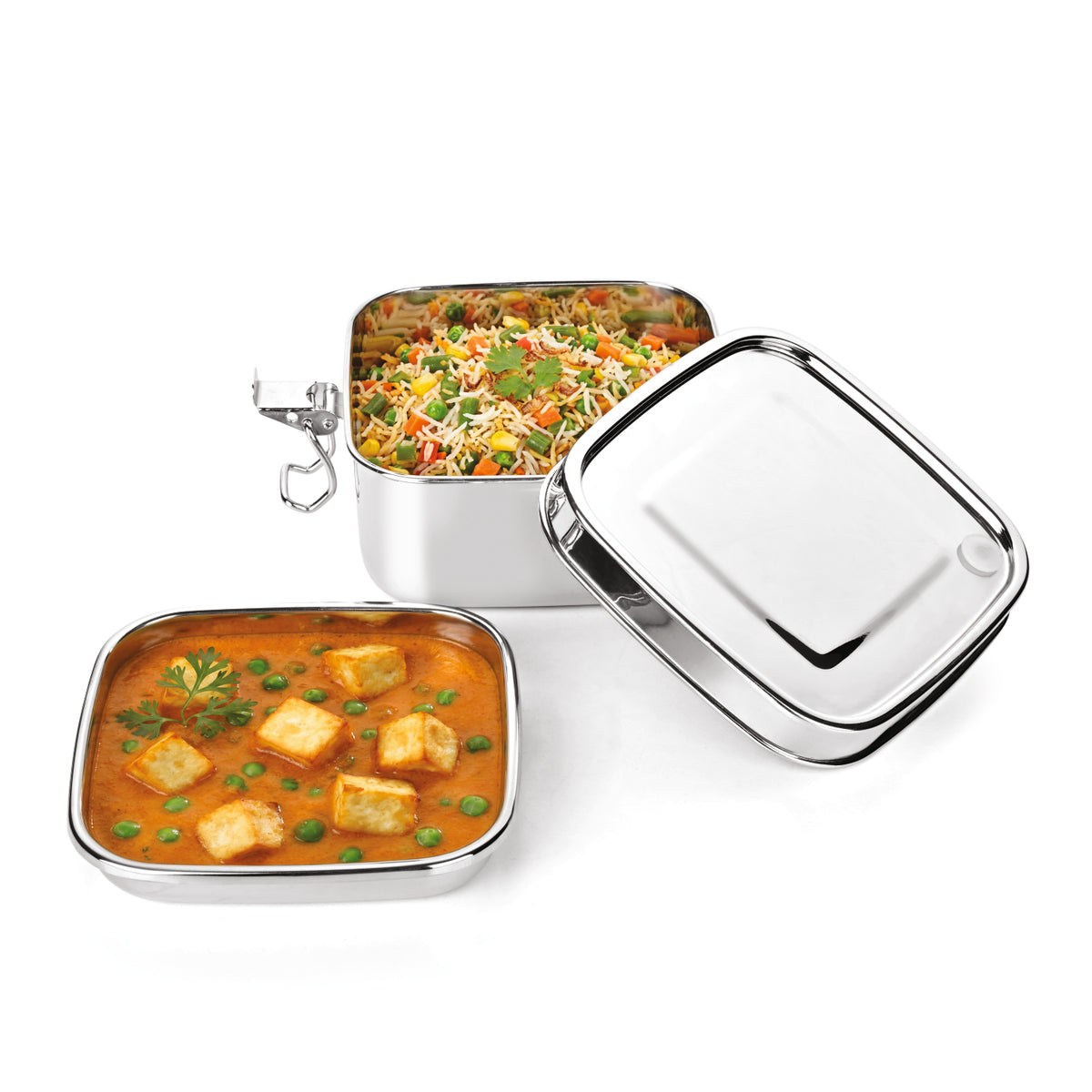 All Steel Square Small 550ml Lunch Box