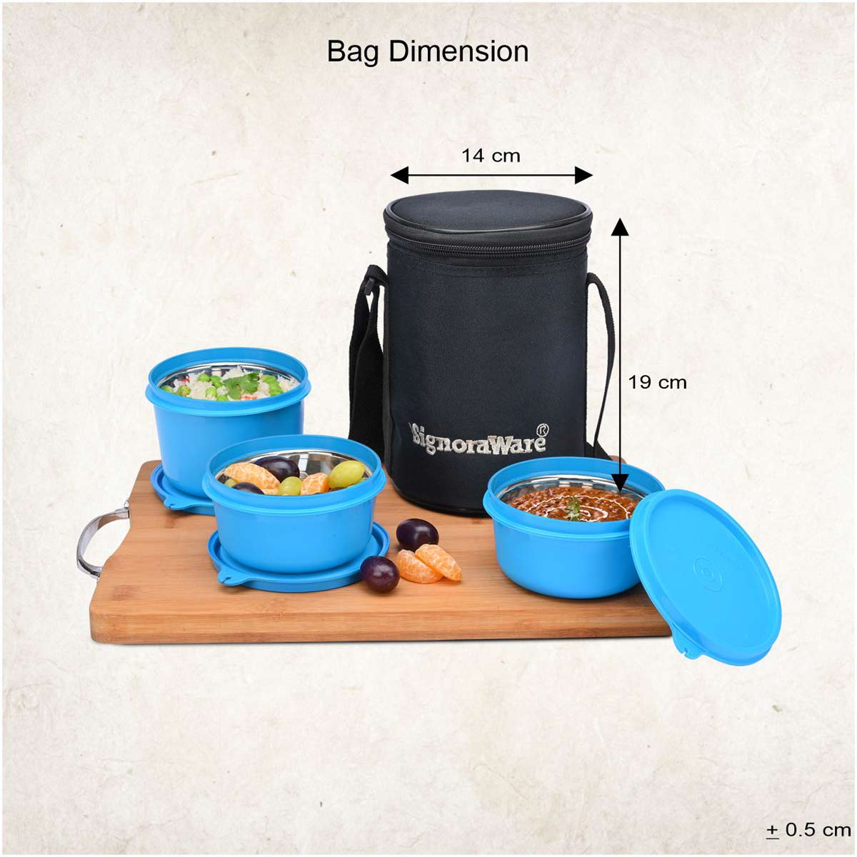 Monarch Executive Medium Microsafe Steel |Microwave Safe Lunch Box (3 Stainless Steel Containers + Insulated Bag) (500ml+350ml+350ml) , Set of 3 | Office Series