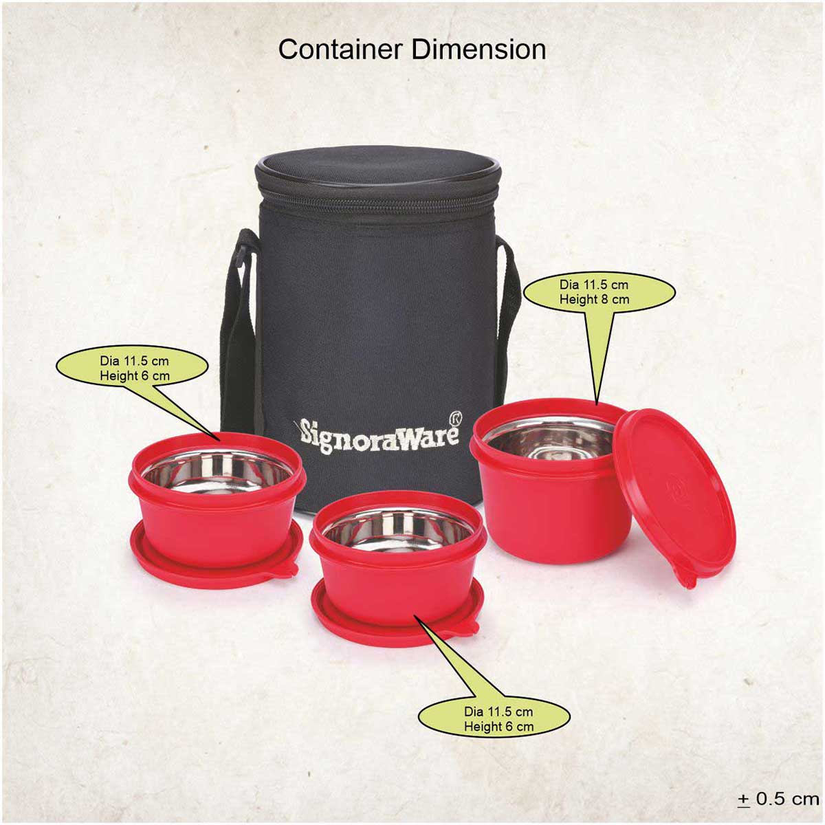 Monarch Executive Medium Microsafe Steel |Microwave Safe Lunch Box (3 Stainless Steel Containers + Insulated Bag) (500ml+350ml+350ml) , Set of 3 | Office Series