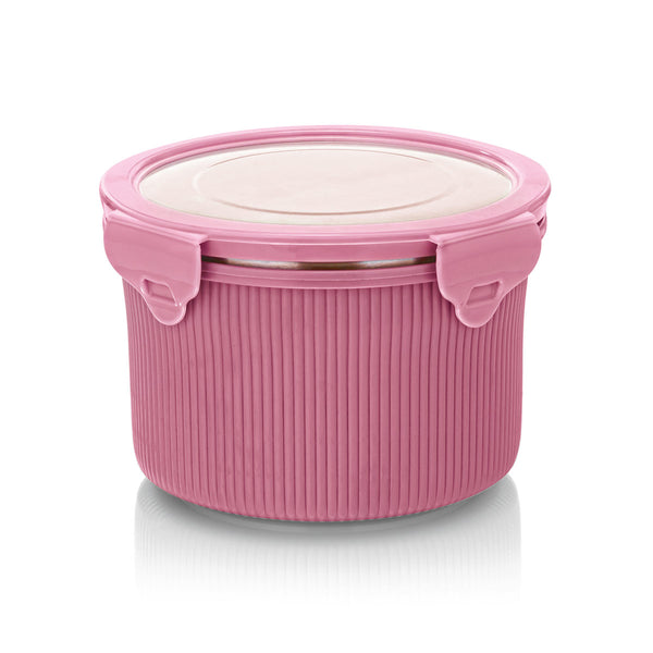 Lock N Store Microsafe Steel Round Container with Steel Lid 750 ml