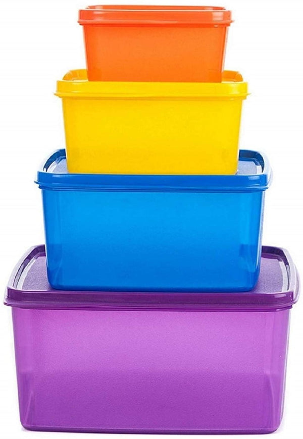 Family Fresh  Plastic Storage container, Set of 4, (2500ML, 1200 ML, 500 ML, 160 ML), Multicolor