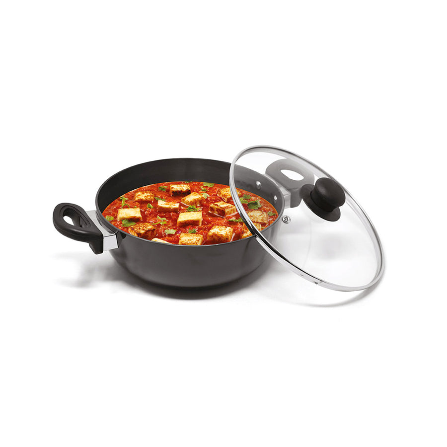 Opulent Hard Anodised Deep Kadhai 22 cm, 2 Litre