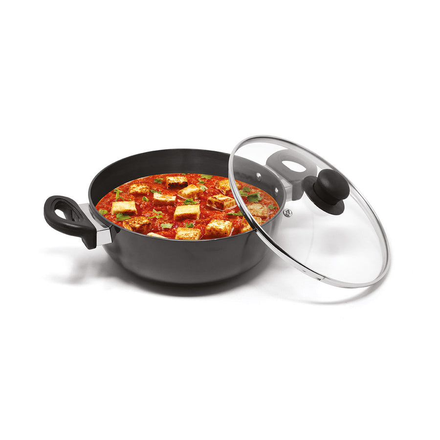 Opulent Hard Anodised Deep Kadhai 24 cm, 3 Litre