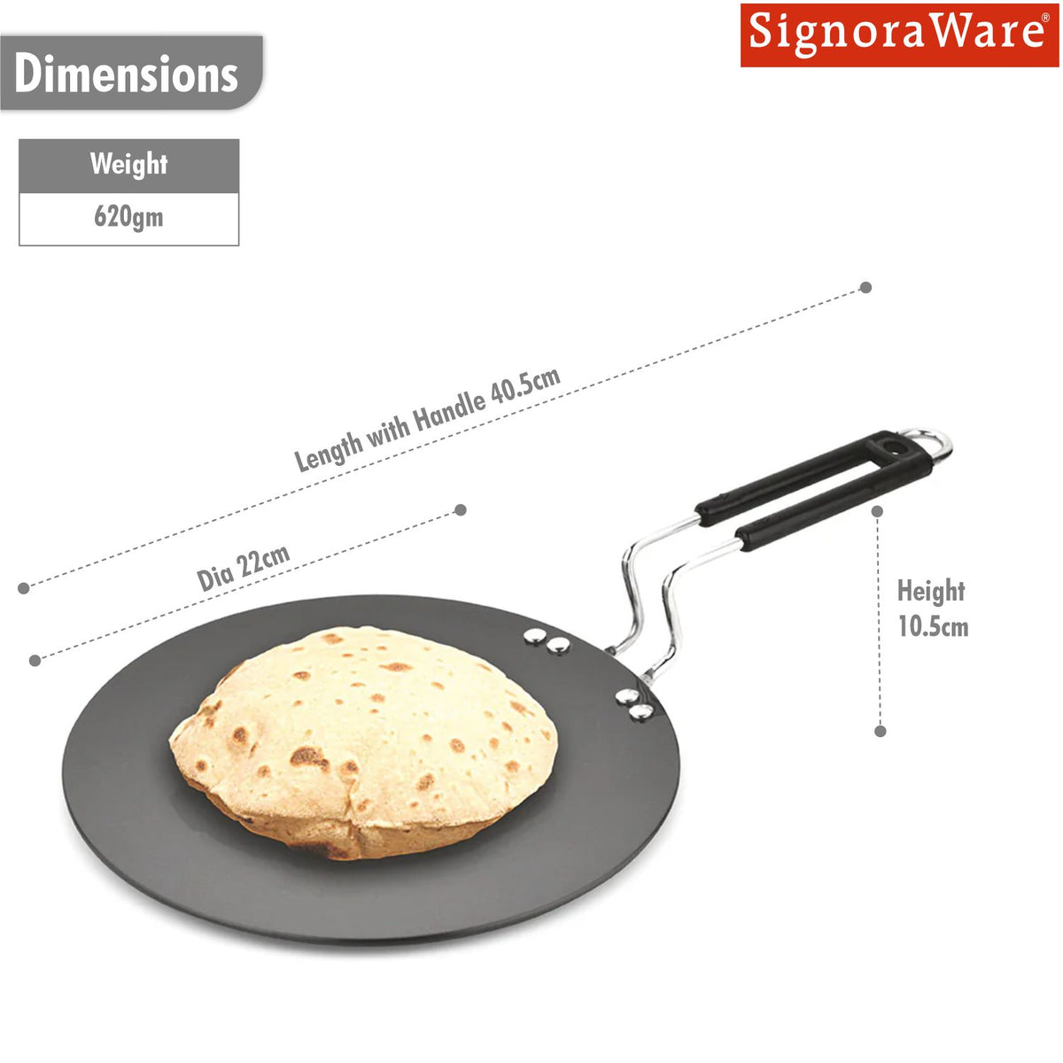 Opulent Hard Anodised Concave Parantha / Roti Tawa 22cm