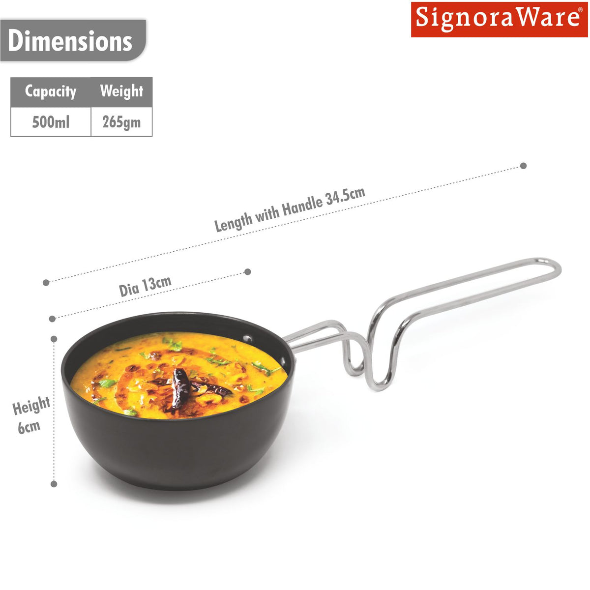 Opulent Hard Anodised Tadka Pan 130mm (500ml)