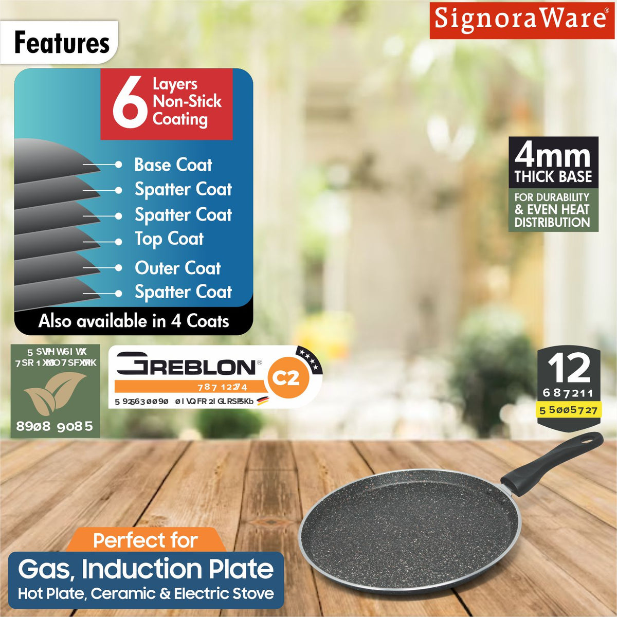 Non-Stick Dosa Tawa 6 Coating 4mm (30 cm)