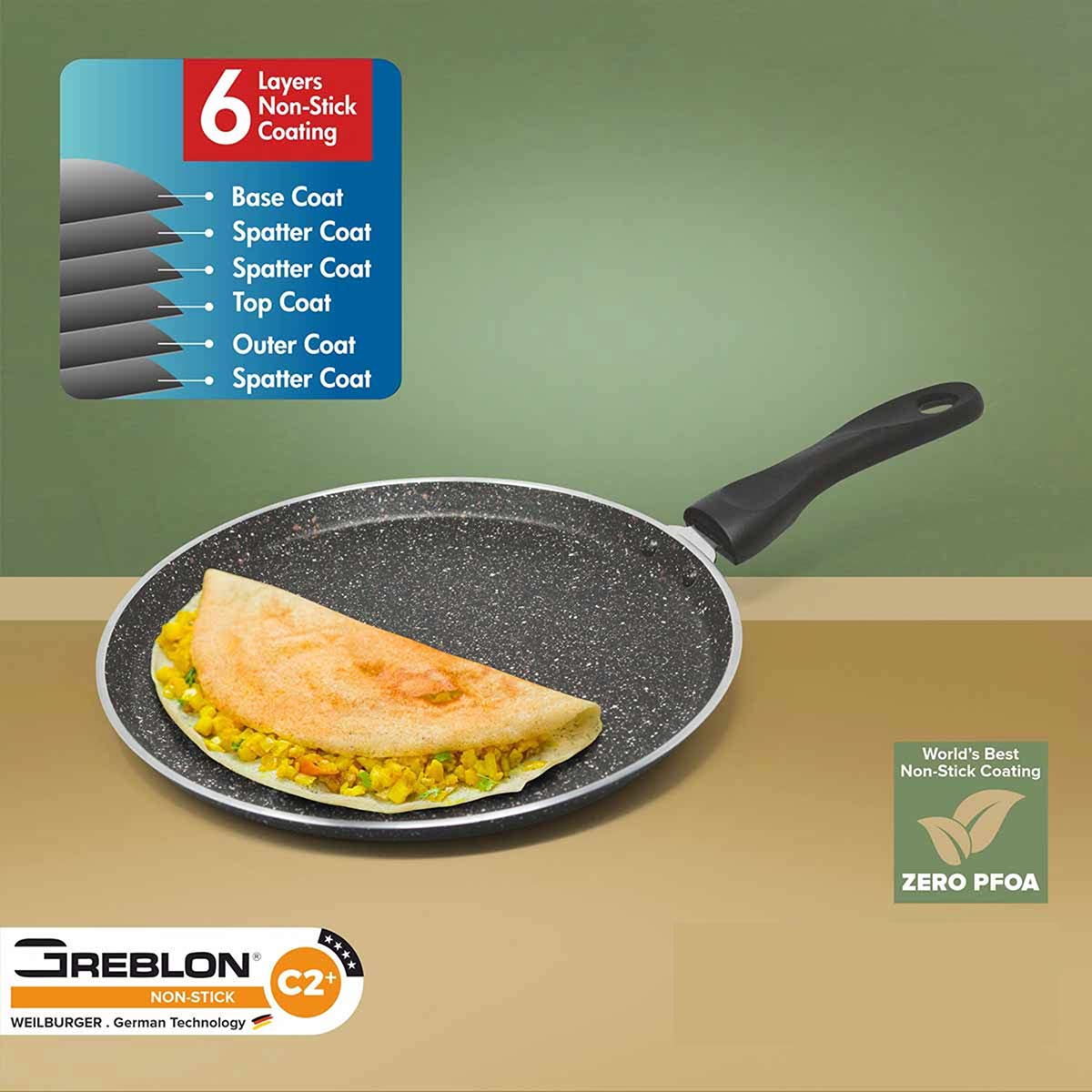 Perfecto Non Stick Dosa Tawa 6 Coating 28cm (Without Induction Bottom)