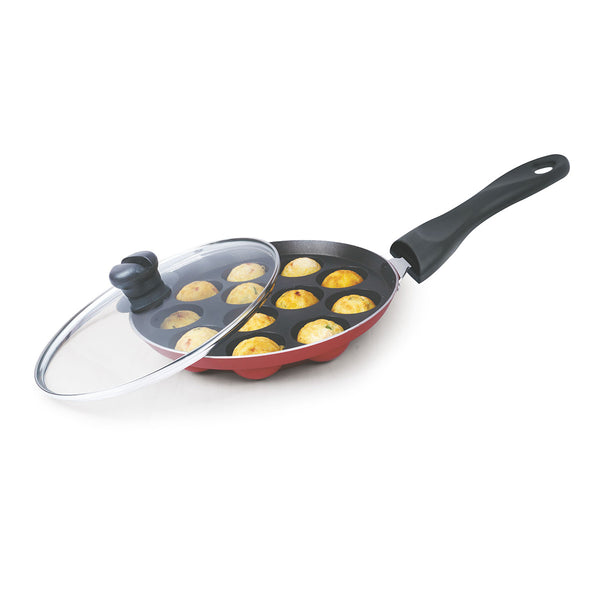 Appapatram Non-Stick 12 Craters with Glass Lid