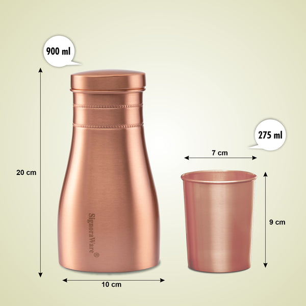 Damaru Bottle with 2 Glass (Matt), 900ml + 275 ml Each Glass
