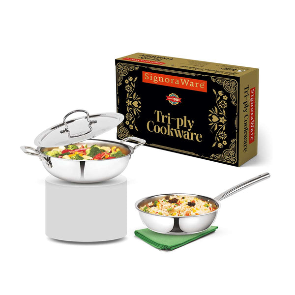 Artista Triply Set (Kadhai 22cm, Lid 22cm & Fry Pan 22cm)