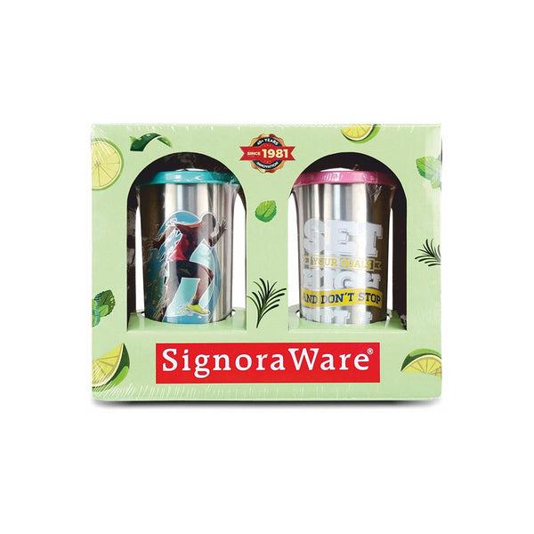 Printed Jumbo Tumbler Steel 500ml (Set of 2)