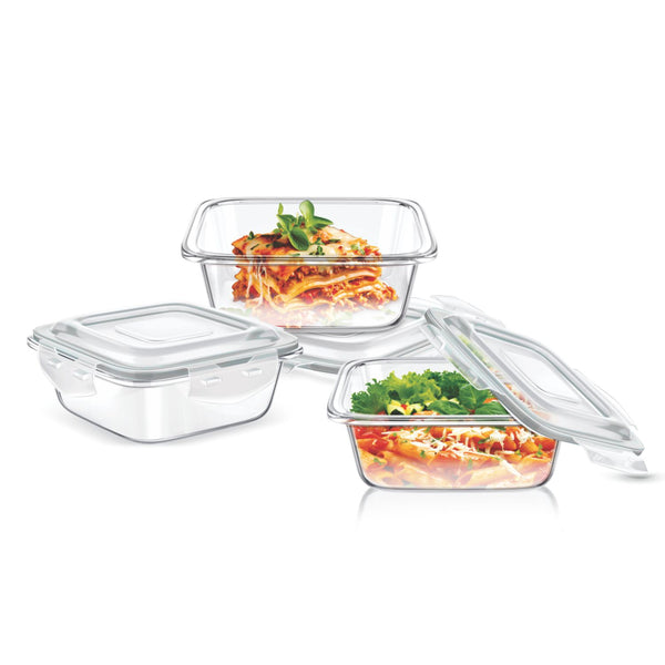 Safe Store Tempered Glass Square Set/3 (320ml+520ml+800ml)