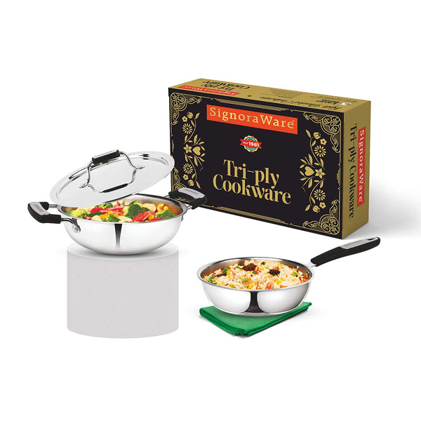Artista Triply Prime (Kadhai 22cm, Lid 22cm, Fry Pan 22cm)