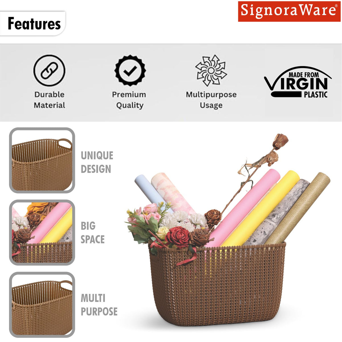 Rattan Storage Basket 16ltr