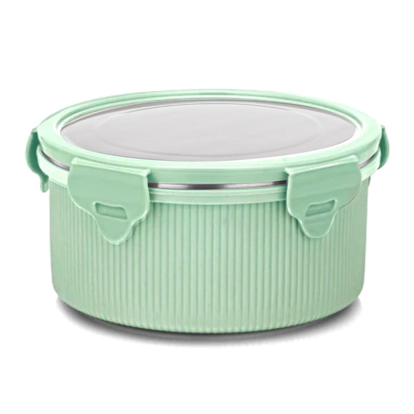 Lock N Store Microsafe Steel Round Container with Steel Lid 500 ml