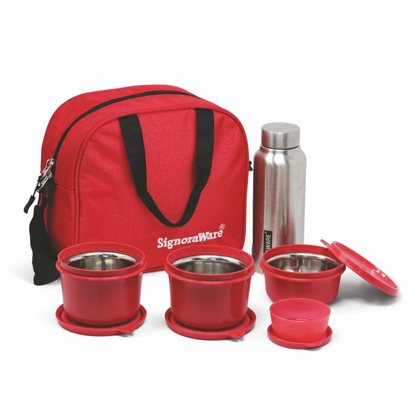 MS Steel Lunch Box with Bottle