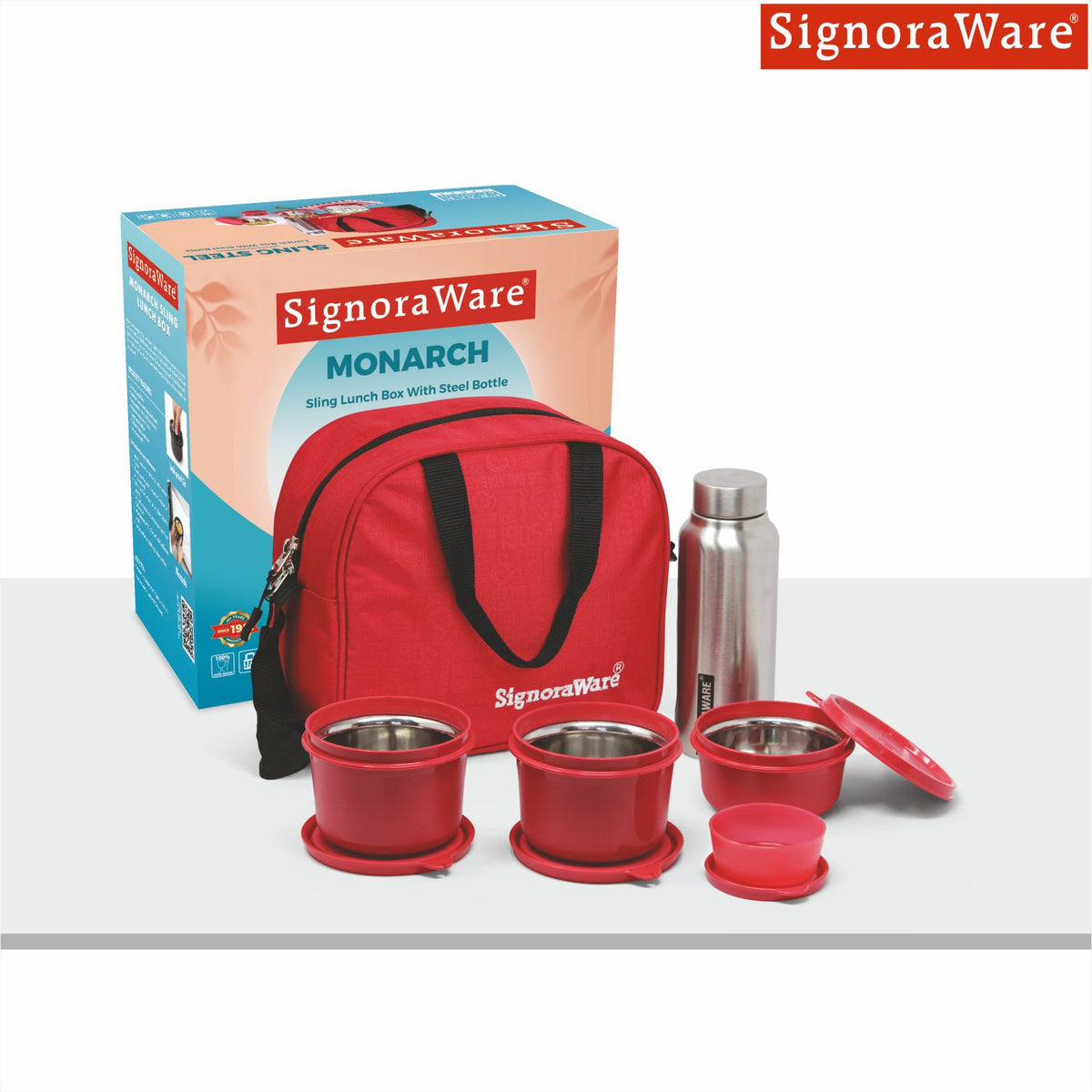 MS Steel Lunch Box with Bottle