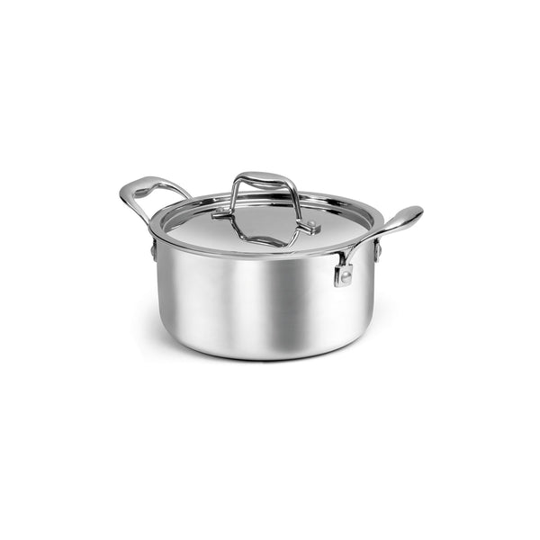 Artista Tri Ply Stewpot 18 cm, 2700ml with Lid | Cooking Pot 18/8 Food Grade Tri Ply Stainless Steel | Durable Soup Pot Stew Simmering Pot
