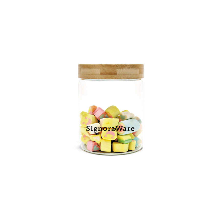 Glaze Jar with Bamboo Lid 500 ml | Air-Tight Storage Container For Kitchen | Glass Jar For Storing Spices, Grains, Dals