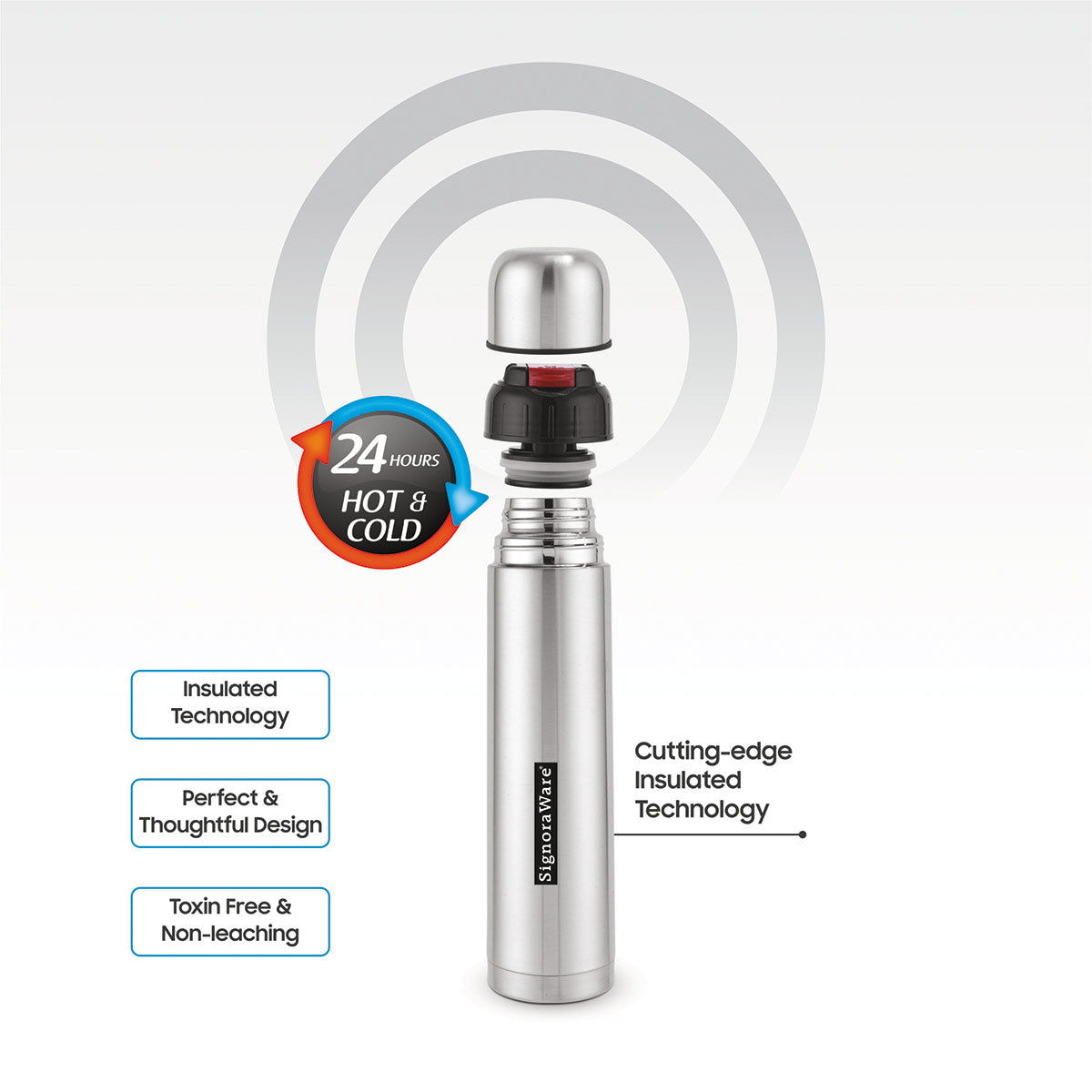 Bullet Vacuum Steel Bottle with Bag 1000 ml. | Flask |