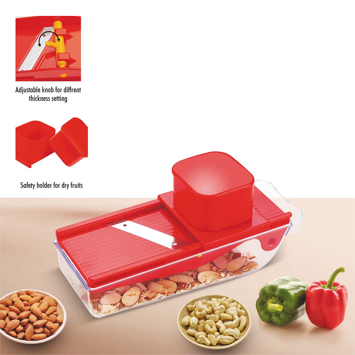Samurai Slicer Dry Fruits and Vegetables | Plastic Vegetable & Dry Fruit Slicer Cutter Best for Ginger Chilli | All Herbs Kitchen Dry Fruit and Vegetable Slicer