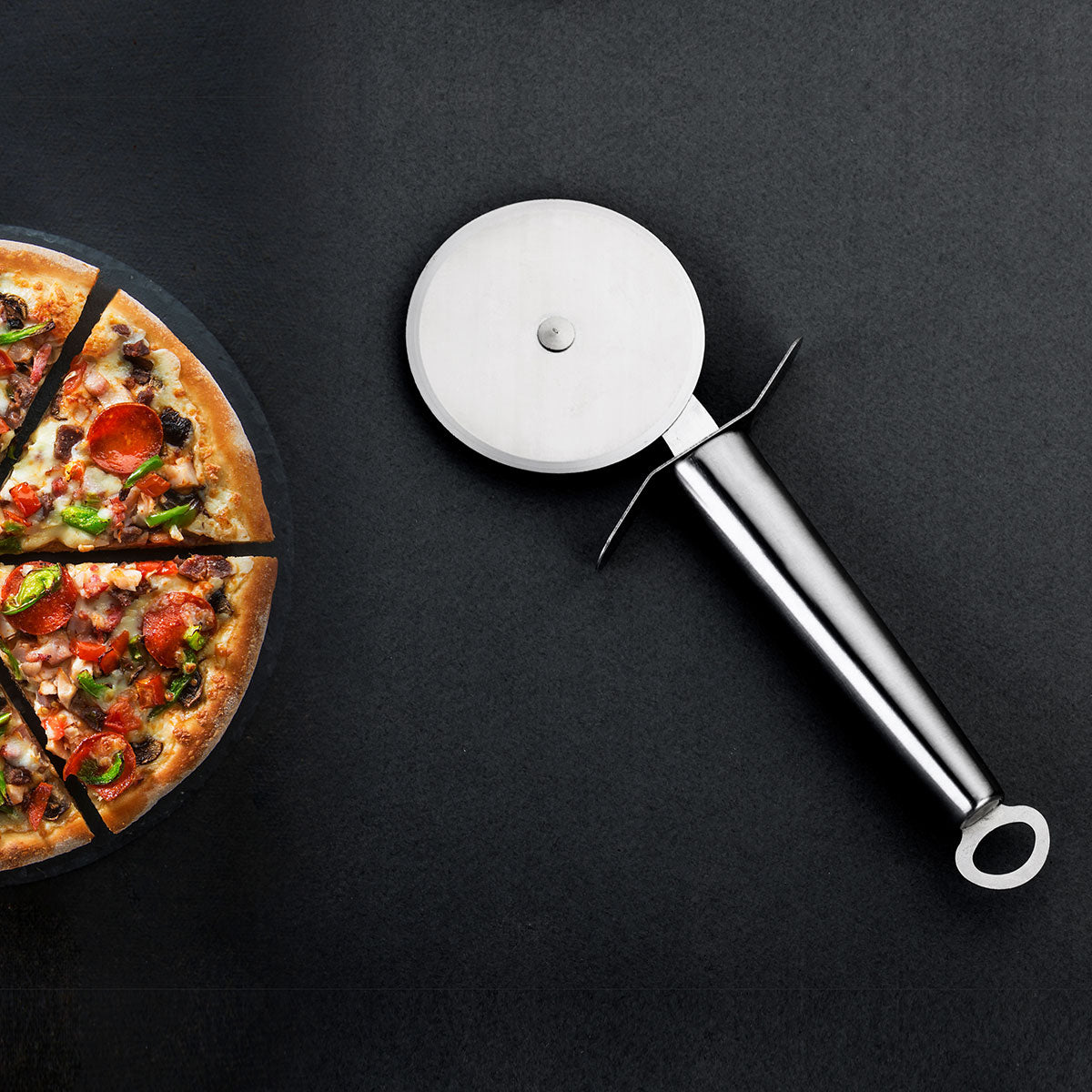 Stainless Steel Pizza Cutter | Super Sharp Pizza Slicer-Rocker with Non-Slip Handle, Easy to Clean.
